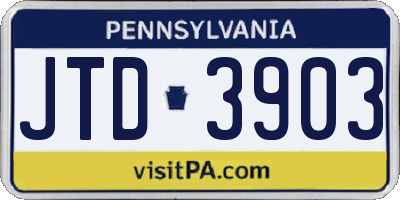 PA license plate JTD3903