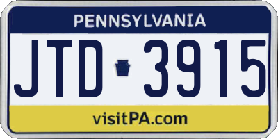 PA license plate JTD3915