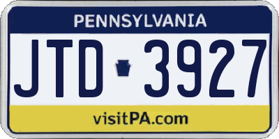 PA license plate JTD3927