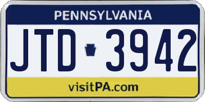PA license plate JTD3942