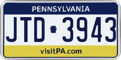 PA license plate JTD3943