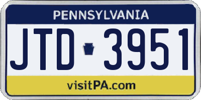 PA license plate JTD3951