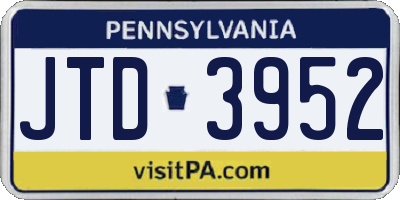 PA license plate JTD3952