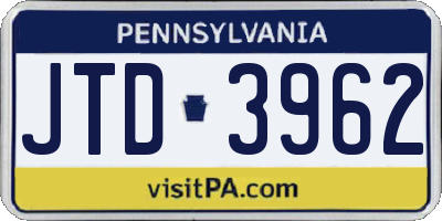PA license plate JTD3962