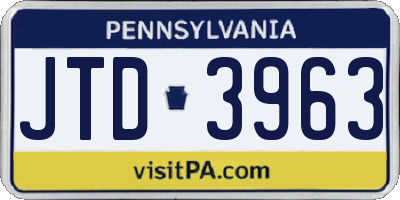 PA license plate JTD3963
