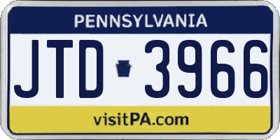 PA license plate JTD3966