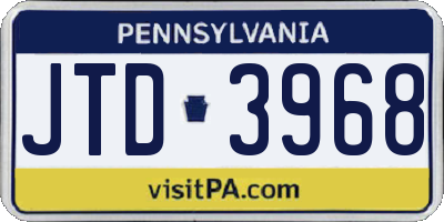 PA license plate JTD3968