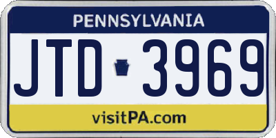 PA license plate JTD3969
