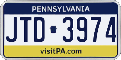 PA license plate JTD3974