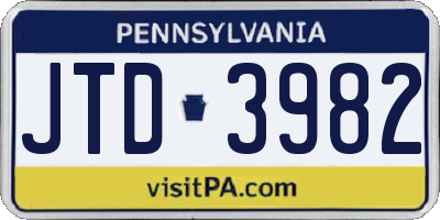 PA license plate JTD3982
