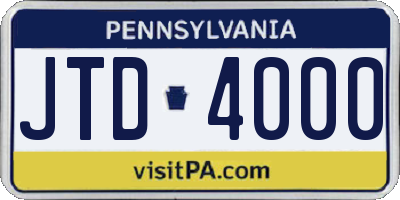 PA license plate JTD4000