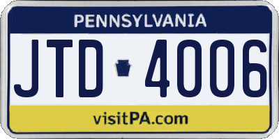 PA license plate JTD4006
