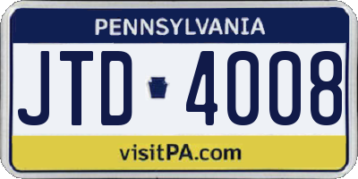 PA license plate JTD4008