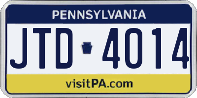PA license plate JTD4014