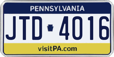 PA license plate JTD4016