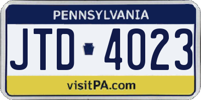PA license plate JTD4023