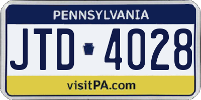 PA license plate JTD4028