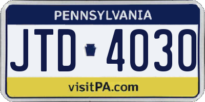 PA license plate JTD4030