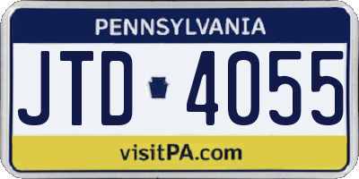 PA license plate JTD4055