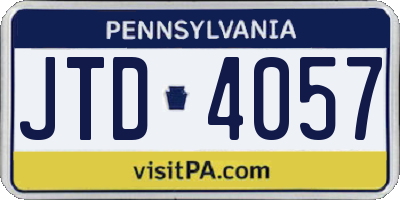 PA license plate JTD4057