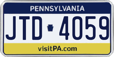 PA license plate JTD4059