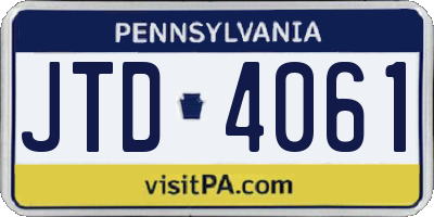 PA license plate JTD4061