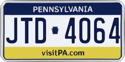 PA license plate JTD4064