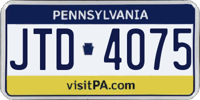 PA license plate JTD4075