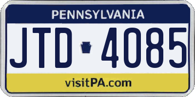 PA license plate JTD4085