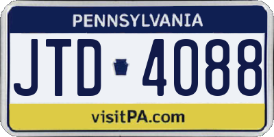 PA license plate JTD4088