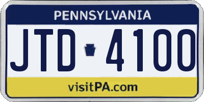 PA license plate JTD4100