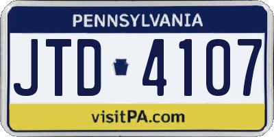 PA license plate JTD4107