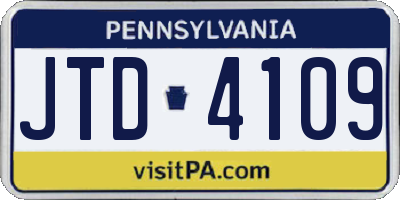 PA license plate JTD4109
