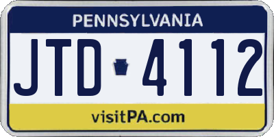 PA license plate JTD4112