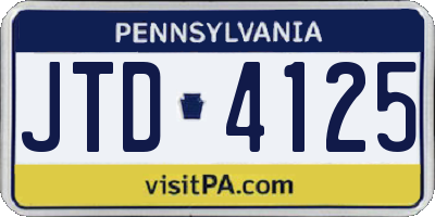 PA license plate JTD4125