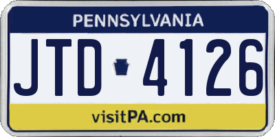 PA license plate JTD4126