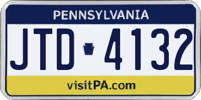 PA license plate JTD4132