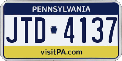 PA license plate JTD4137