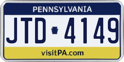 PA license plate JTD4149