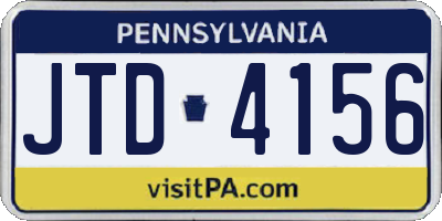 PA license plate JTD4156