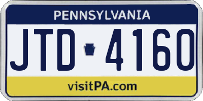 PA license plate JTD4160