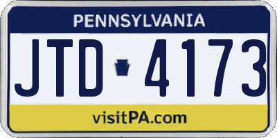 PA license plate JTD4173