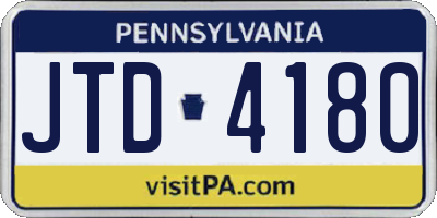 PA license plate JTD4180