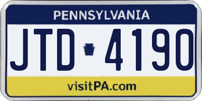 PA license plate JTD4190