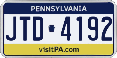 PA license plate JTD4192