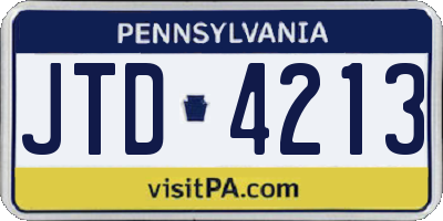 PA license plate JTD4213