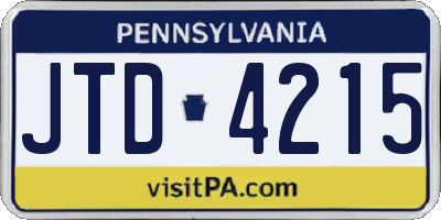 PA license plate JTD4215