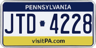 PA license plate JTD4228