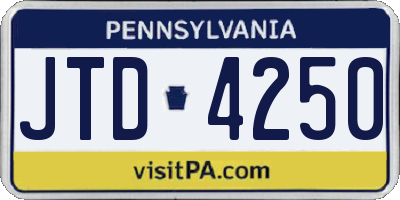 PA license plate JTD4250