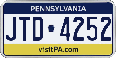 PA license plate JTD4252